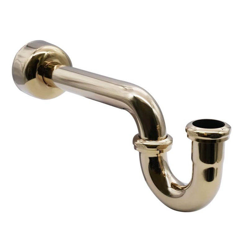 Westbrass D400-1-01 1-1/2" OD 17 gauge P-Trap with High Box Flange, Polished Brass - Image 1